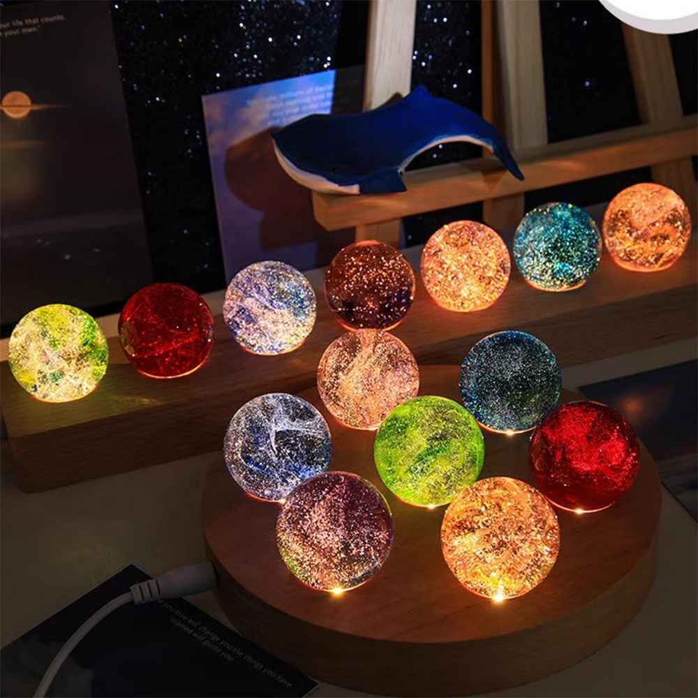 Colorful Glass Ball Beads and Seven Star Formation 3D led night light