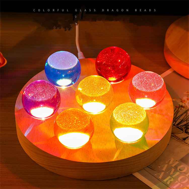 Colorful Glass Ball Beads and Seven Star Formation 3D led night light