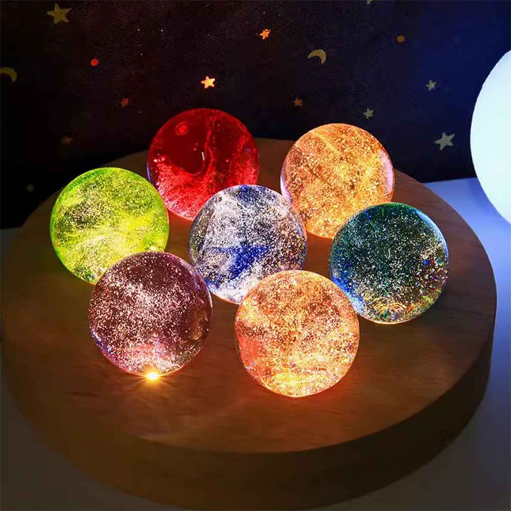 Colorful Glass Ball Beads and Seven Star Formation 3D led night light