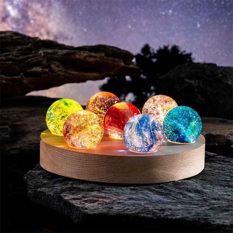 Colorful Glass Ball Beads and Seven Star Formation 3D led night light