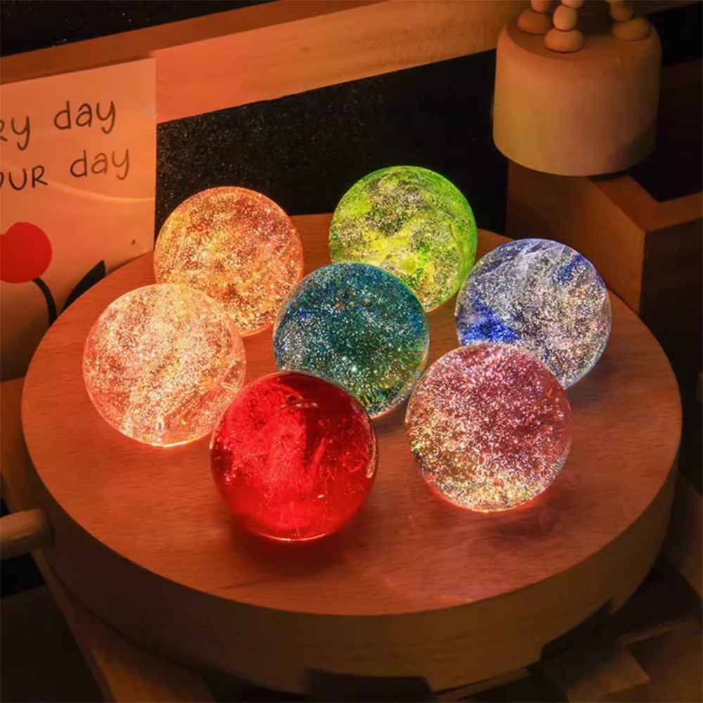 Colorful Glass Ball Beads and Seven Star Formation 3D led night light